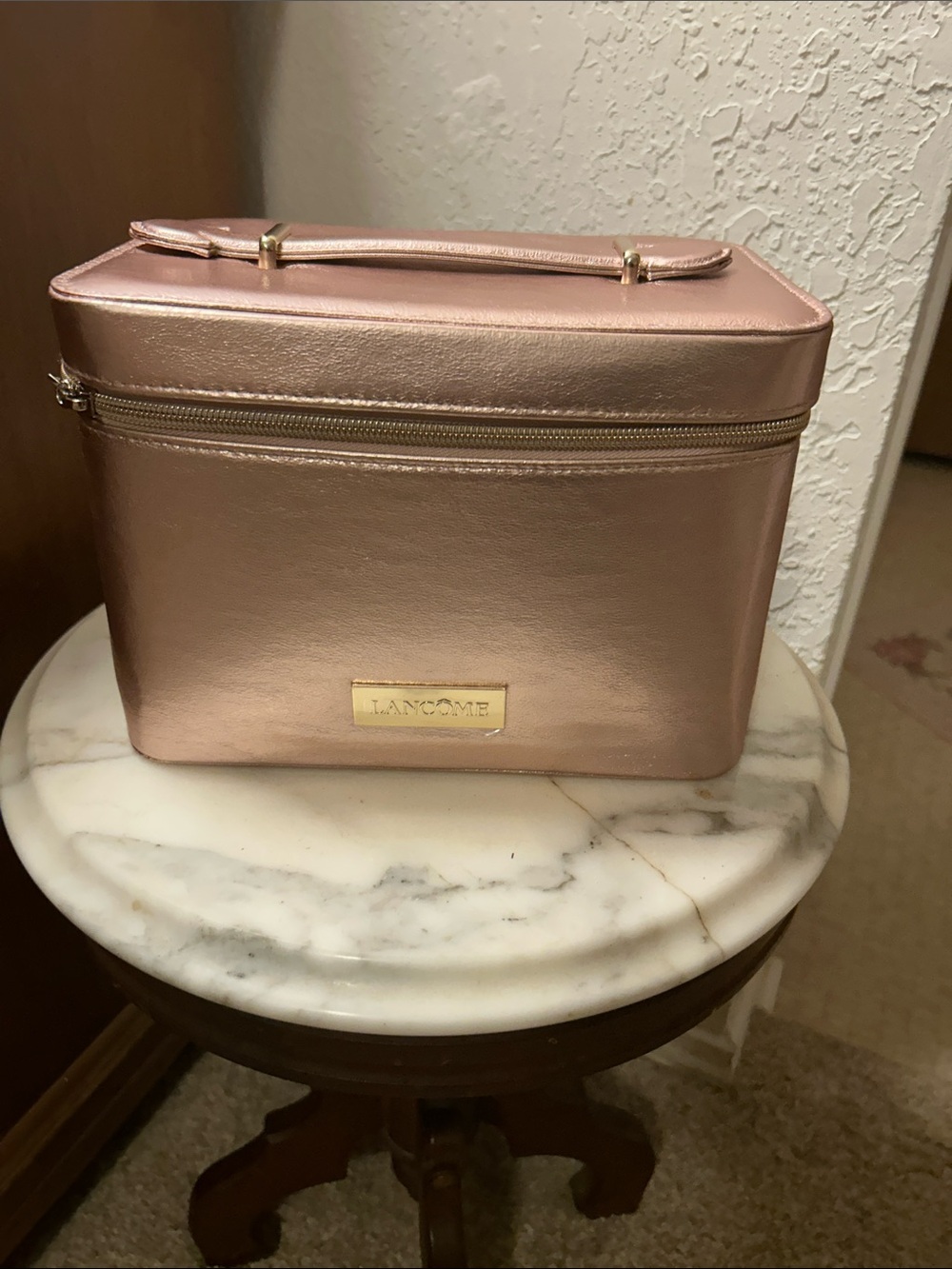 Lancôme Rose Gold Train Case Cosmetic Bag. New